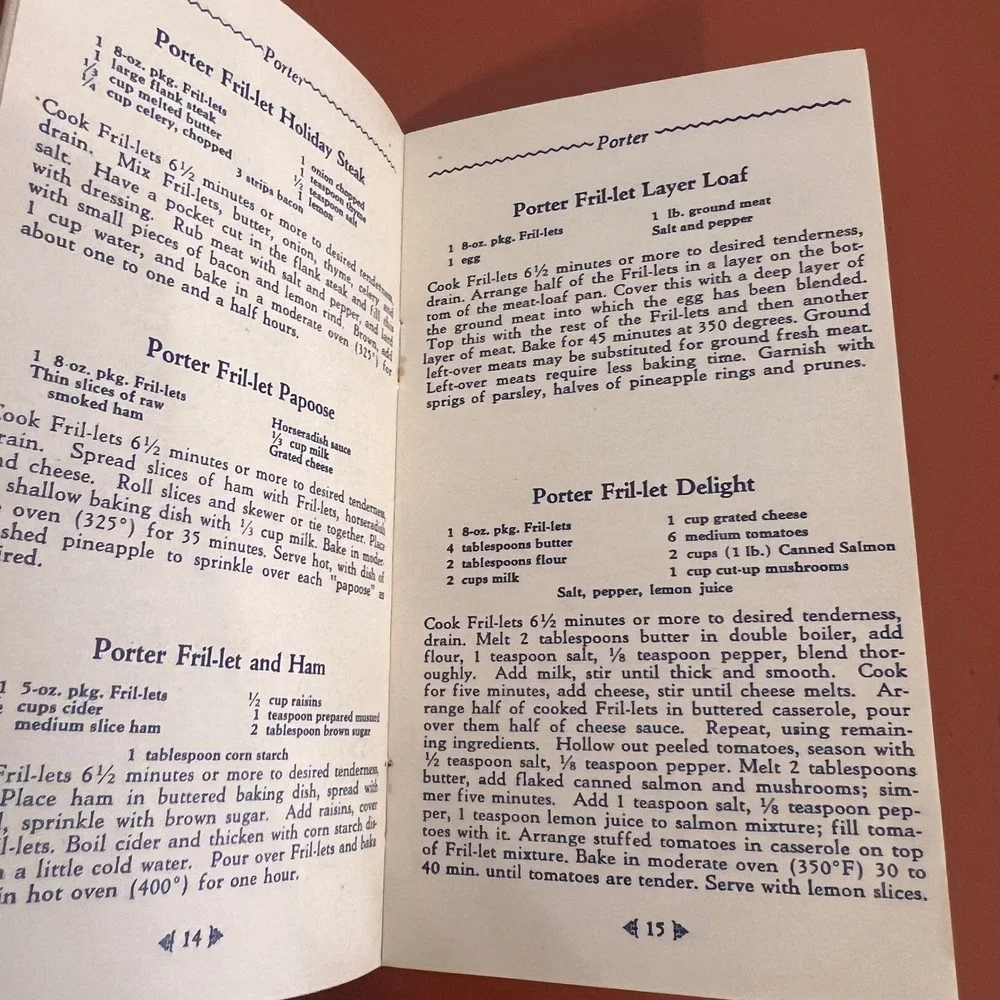 Vtg Porter Fril-Lets Thrift Recipes Booklet Scarpelli Macaroni Co Portland OR